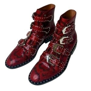 Givenchy Snake Embossed Leather Ankle Boots